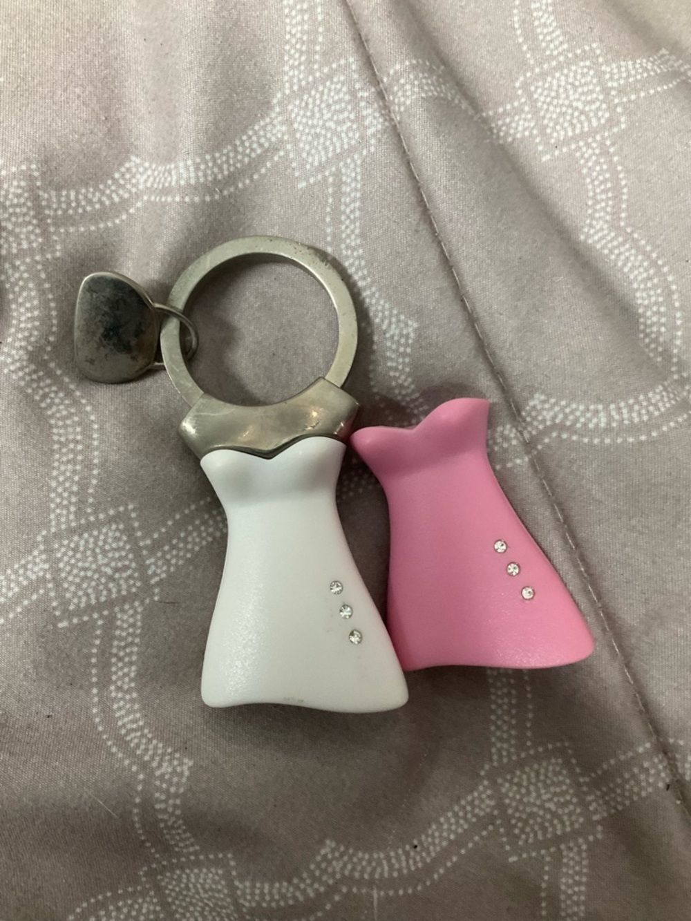 ⭐️ 10-4-$10- Breast Cancer Awareness White and Pink Dress Charm Keychain Set